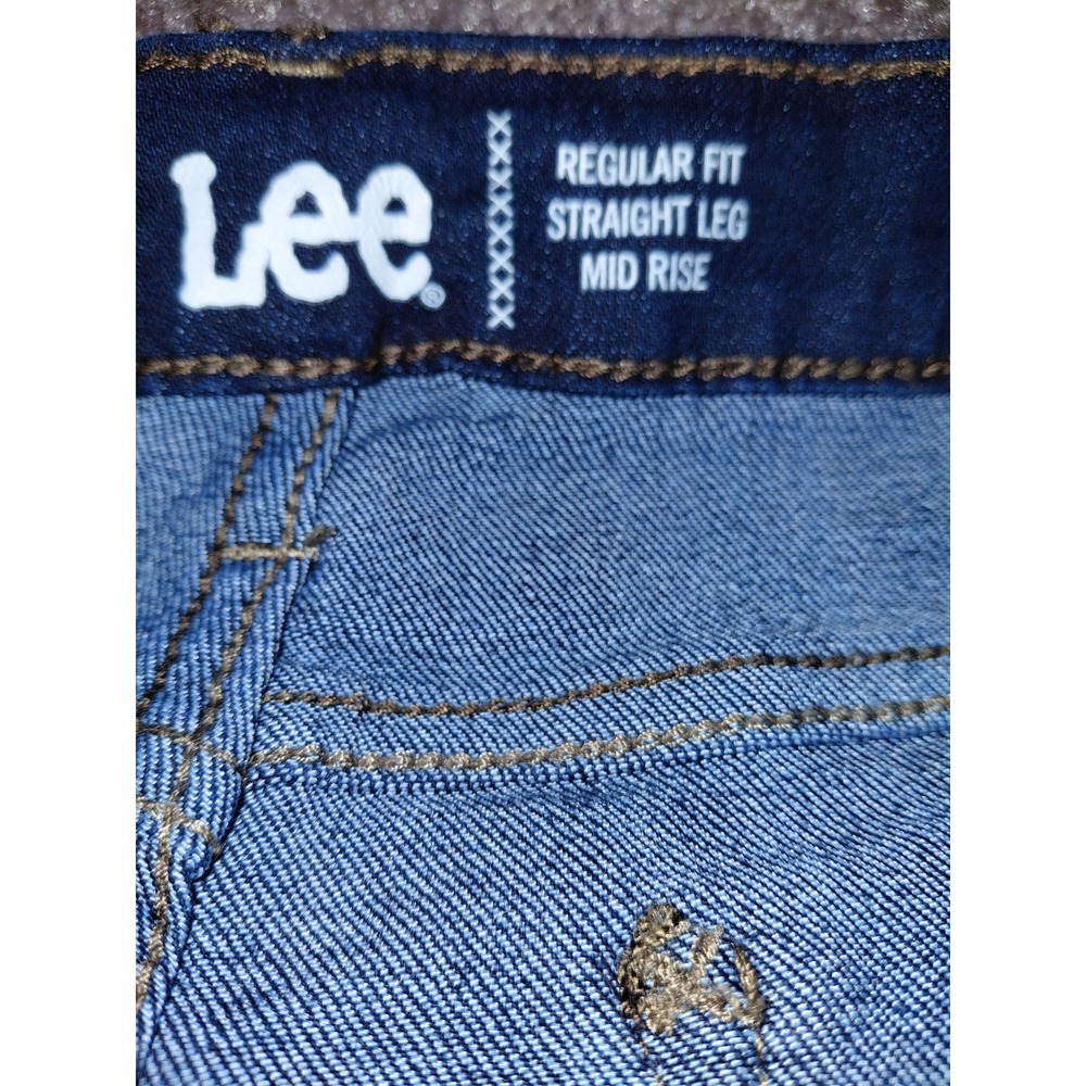 Lee Womens Mid Rise Straight Leg Jeans Dark Wash Blue Regular Fit 14L - Picture 2 of 4
